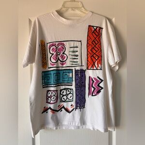 Vintage Jaques Moret Art T-Shirt one size fits all abstract white single stitch